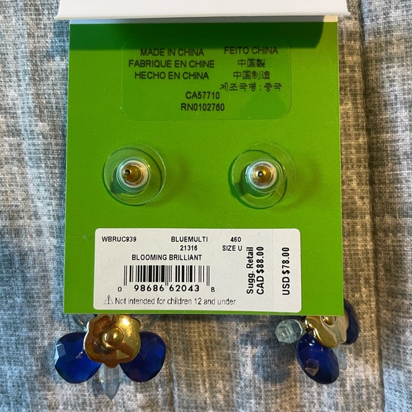 NWT Kate Spade Gold and Bead Earring 1.5” Length. Blooming Brilliant Never Worn - Picture 4 of 4